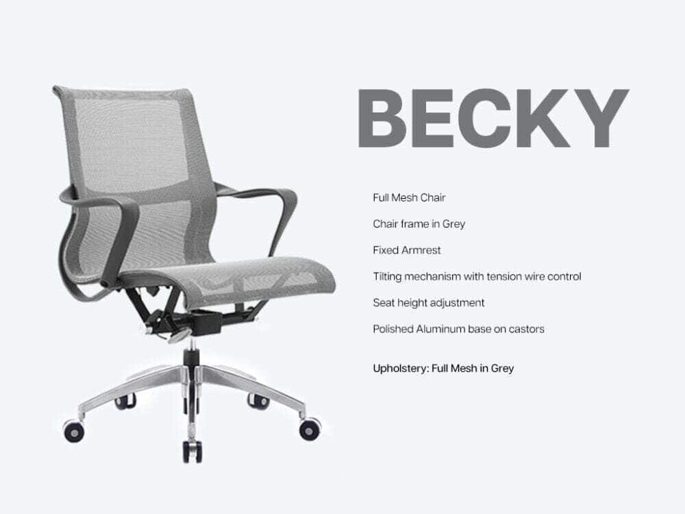 becky conference chair (grey) - features