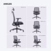 ken plus black ergonomic office chair in full mesh - angles