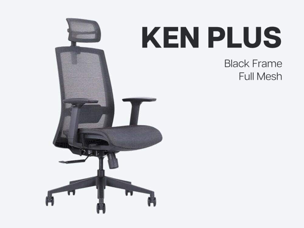 ken plus black ergonomic office chair in full mesh