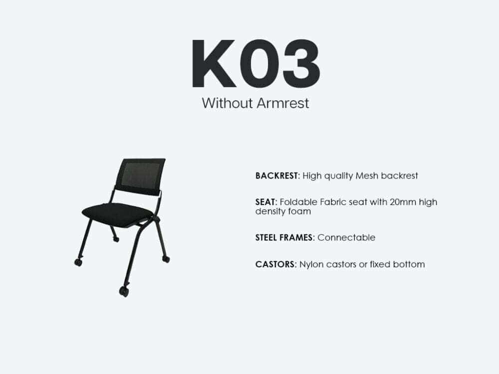 k03 stackable training chair without armrest