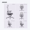 full mesh pilot grey frame ergonomic office chair - angles in highback and midback