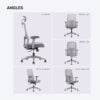 mesh pilot grey frame ergonomic office chair - angles in highback and midback