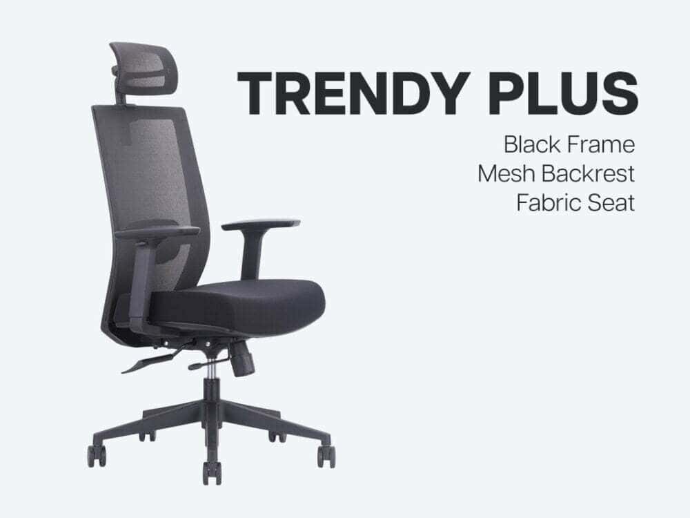 Trendy+ Black ergonomic office chair - cover