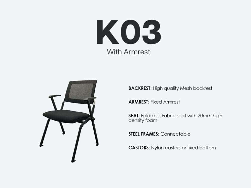k03 stackable training chair with armrest