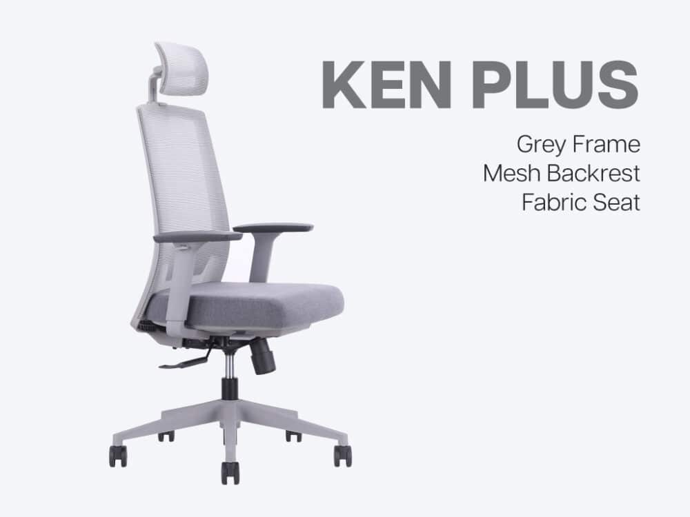 Ken + Grey frame fabric ergonomic office chair