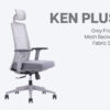 Ken + Grey frame fabric ergonomic office chair