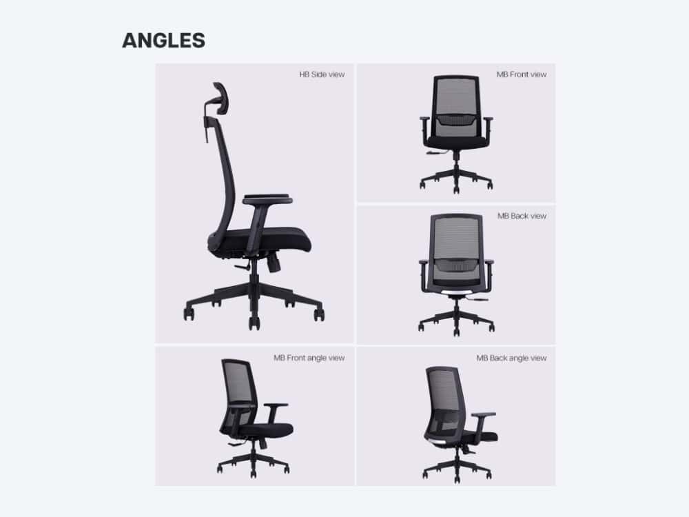 MK ergonomic office chair angles high-back and mid-back office chair