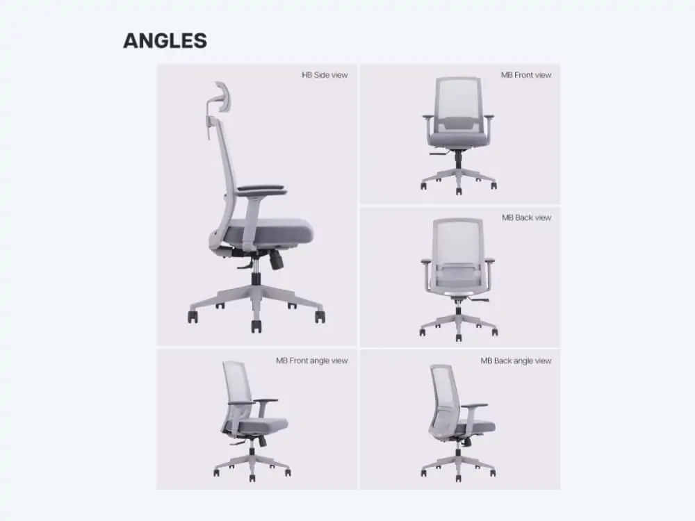 Ken plus grey ergonomic office chair angles high-back and mid-back office chair