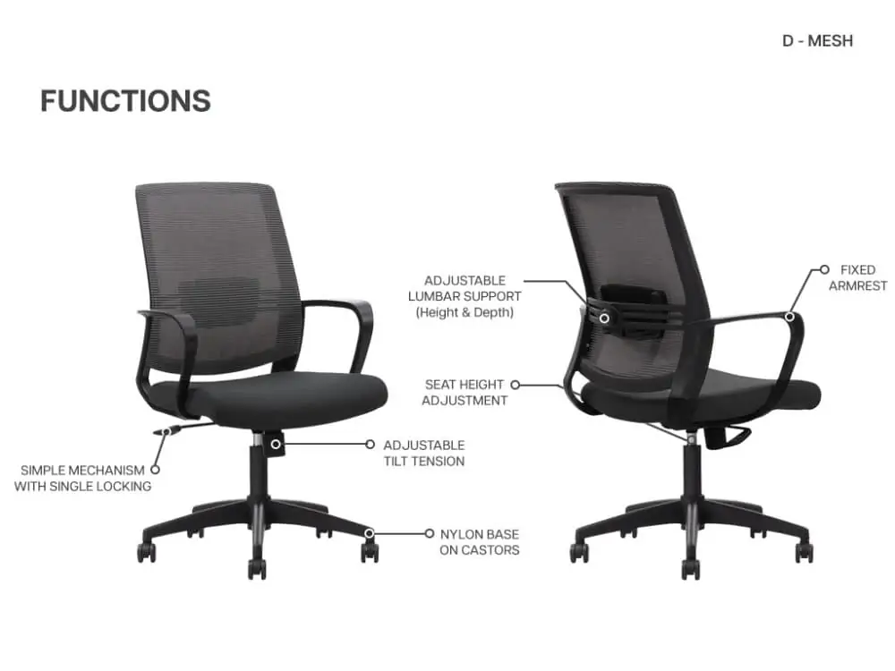 D-mesh basic office chair - functions